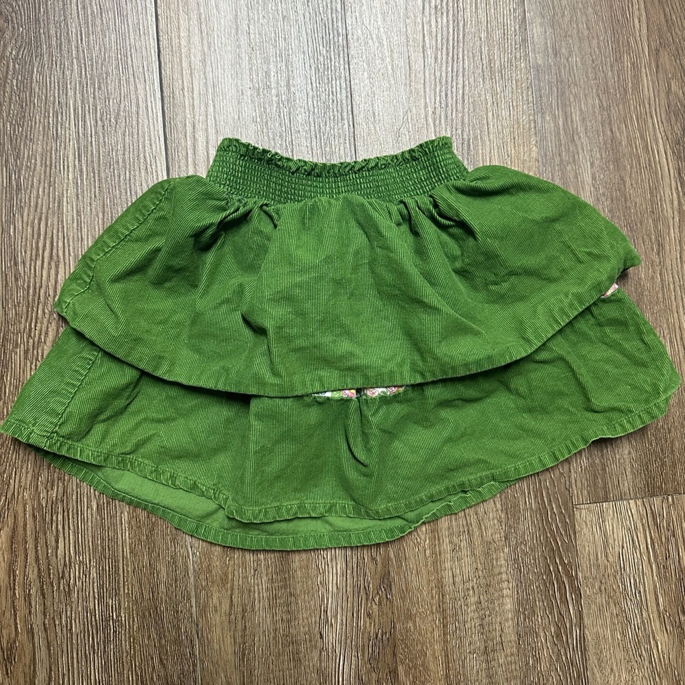 Mini Boden 3-4 Girls Green Floral Lined Skirt